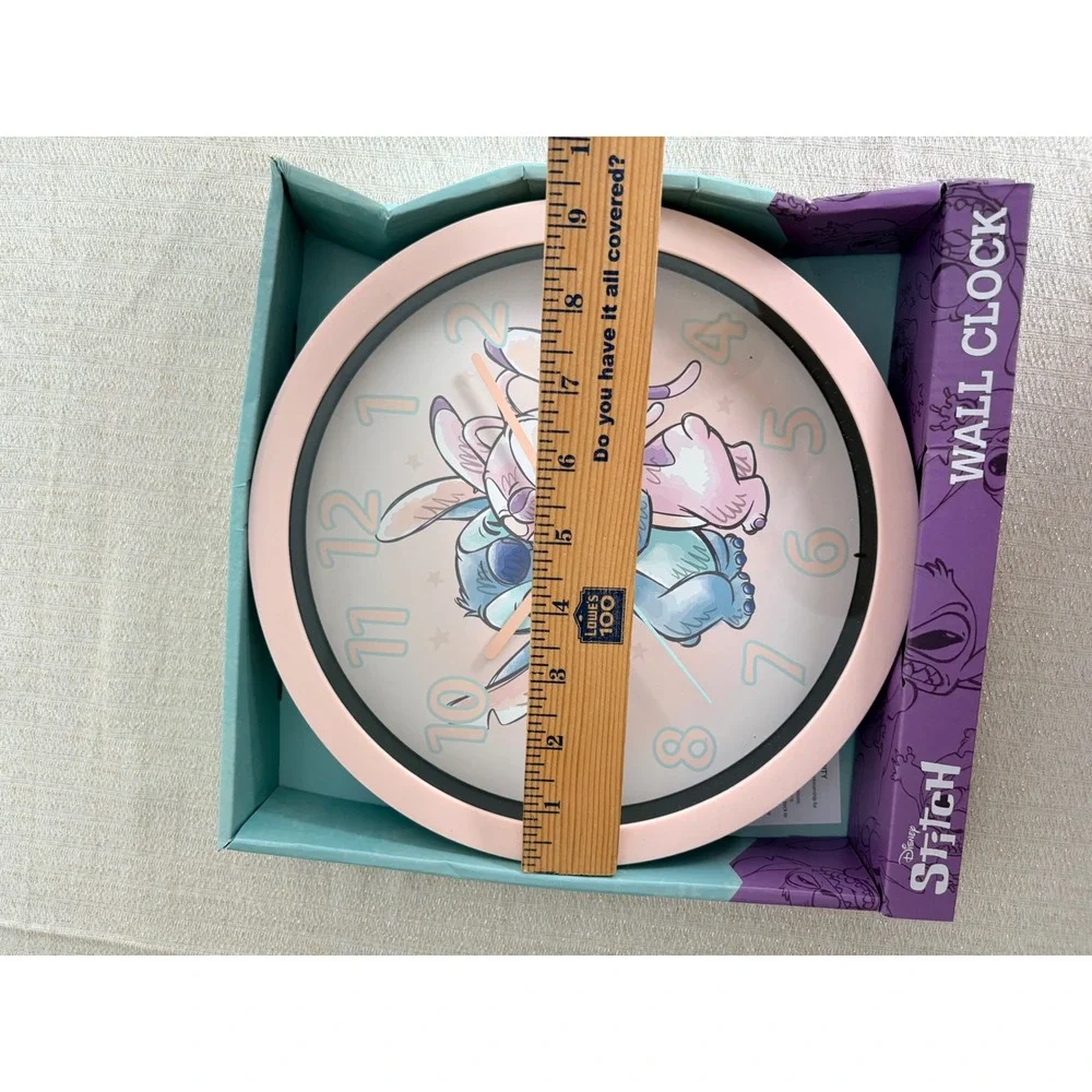 Disney Stitch Wall Clock 10in Pink New Stitch and Angel You Light‎ Up My World